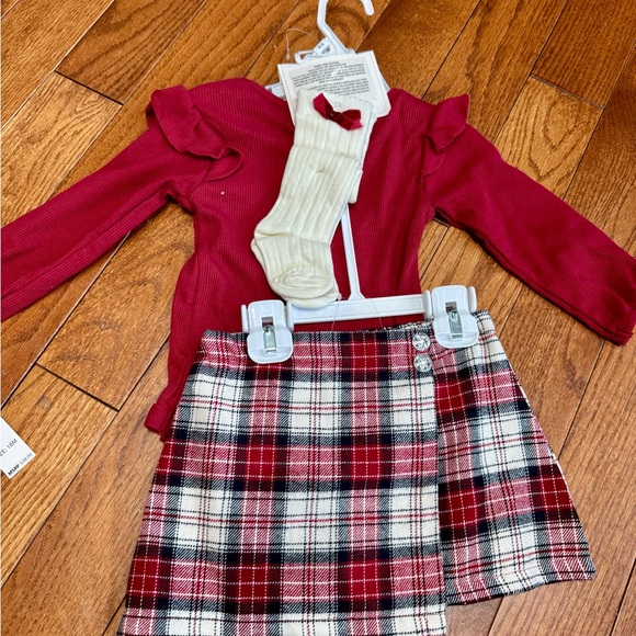 Nicole Miller- Charming Red Bodysuit with Plaid Skirt (18 Month) NWT - Picture 3 of 3